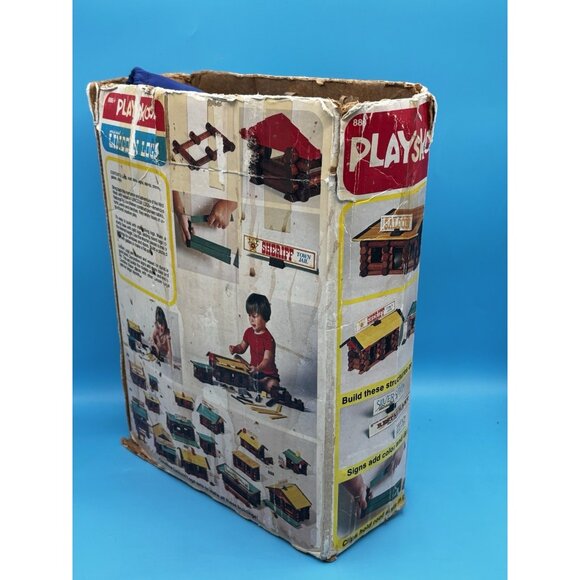 Vintage 1978 Playskool Lincoln Logs Set Sheriff Restaurant Saloon INCOMPLETE - Picture 3 of 12